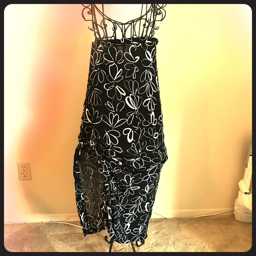 Black skirt with white flowers